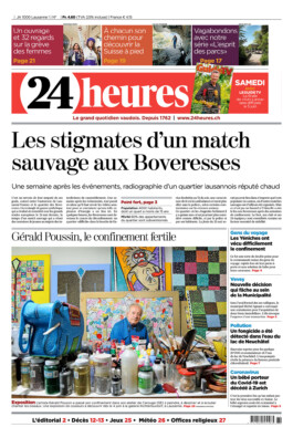 La une du quotidien 24heures, samedi 30 mai 2020